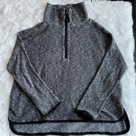 Anthropologie Saturday Sunday Weekender Ribbed 1/4 Zip Sweatshirt - Picture 3 of 9
